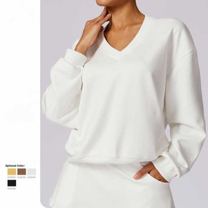 Sudadera negra informal para mujer con Jersey de punto de lana de algodón suave, ropa de calle, cuello redondo ecológico - Product Image 2