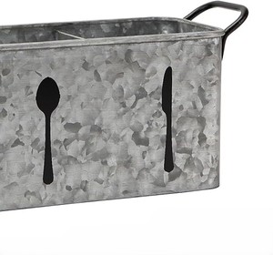 Porte-couverts en métal galvanisé le plus vendu avec poignée et 3 séparateurs robustes pour comptoir de cuisine - Product Image 6