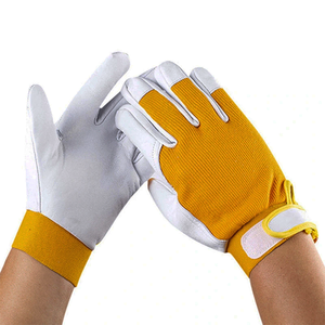 Guantes deportivos de cuero de grano de piel de vaca de alta resistencia, protección de brazo de mano suave y cómoda para uso en el trabajo de montaje de jardín doméstico - Product Image 1