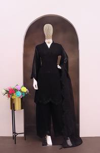 Costume exclusif Salwar Kameez de travail à séchage rapide avec broderie lourde coupe ajustée robe de soirée indienne pakistanaise élégante - Product Image 5