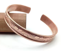 Bracelet en cuivre pur fait main, ajustable, style vintage, bijou énergétique de guérison pour hommes et femmes, artisanat métallique