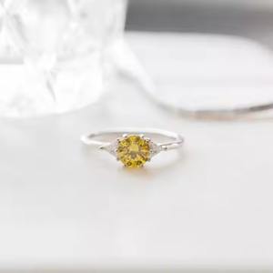 แหวนเพชร14K สีเหลืองแฟนซีทำจากทองคำแท้สำหรับผู้หญิงสำหรับงานแต่งงานหรือสัญญา - Product Image 6