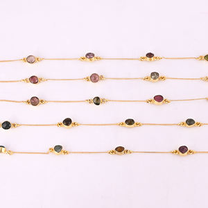 Collier en tourmaline naturelle multicolore avec chaîne, fabricant de bijoux, fournisseur, bijoux faits à la main, plaqué or, argent 925, bijoux fins - Product Image 5