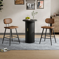 Tabourets de comptoir industriels, chaises hautes en PU brillant avec pieds en métal noir et repose-pieds pour cafés et restaurants