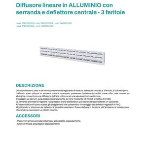 Difusor Lineal de Aluminio Tecnosystemi con Amortiguador y Deflectores Centrales de 3 Ranuras y Rejillas - Product Image 2