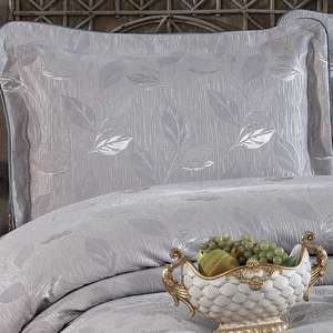 Ensemble de couvre-lit Guzide Flower Grey 4 pièces rayé 100% chenille tissé anti-acariens anti-déchirures lavable taille King - Product Image 2