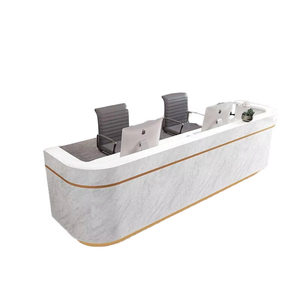 Mostrador de Recepción de Fibra de Vidrio Blanco de Lujo con Luz LED Personalizado para Oficina y Salón de Belleza, Muebles de Spa, Artículo Popular - Product Image 5