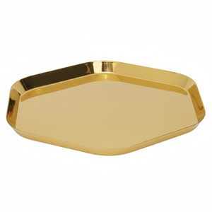 Plateau de service en acier inoxydable de grande qualité avec poignées, plateau rectangulaire moderne en métal, plat décoratif pour les fêtes et la maison - Product Image 2