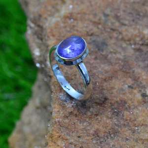Anillo de Compromiso de Plata de Ley 925 con Tanzanita Natural en Forma Ovalada para Mujer - Regalo para Fiesta - Product Image 2