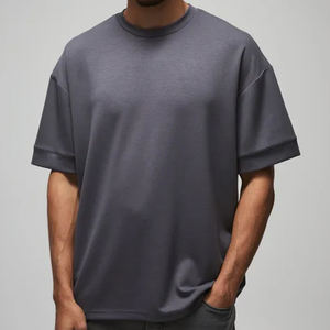 เสื้อยืดผู้ชายเสื้อยืดแขนสั้นผ้าฝ้าย100% แบบกำหนดเองเสื้อยืดแขนสั้นปล่อยไหล่ตกเสื้อยืดสำหรับผู้ชาย - Product Image 1