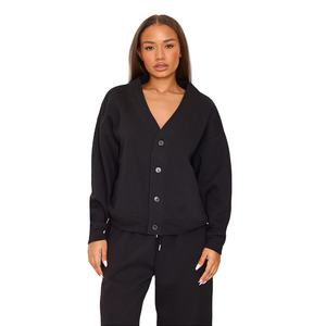 <b>Women</b> Loose Fit Sweatshirt with Buttons Soft Cotton Fleece Warm Black Outerwear Custom Design Private Label Wholesale Wear - Product Image 1