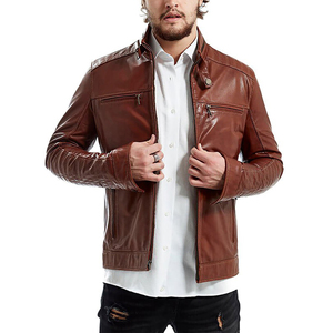 Chaqueta de cuero de piel de oveja para hombre de alta calidad con logotipo personalizado estampado chaquetas de hombre con soporte fino, chaqueta para hombre - Product Image 5