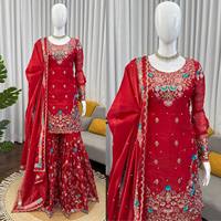 TENNYCE Salwar Kameez de Seda JMC Blanco Tradicional para Mujer, Sin Arrugas, de Secado Rápido, para Fiestas, Bodas, Diwali y Otras Ocasiones