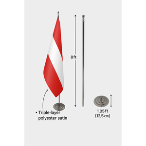 Drapeau de jardin officiel d'Autriche, fanion d'intérieur, logo personnalisé, impression numérique, satin, nylon, plastique, polyester, vinyle ; mât de drapeau en aluminium - Product Image 6