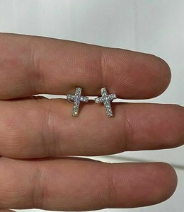 Pendientes de Cruz con Diamantes Moissanite VVS con Certificado GRA, Chapados en Oro sobre Plata 925, Joyería Fina para Regalo de Cumpleaños - Product Image 6