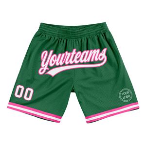 Industrie Direct Engro Sportswear Basketball <b>Shorts</b> Custom Kelly Green White-<b>Pink</b> Authentic Throwback Basketball <b>Shorts</b> - Product Image 1