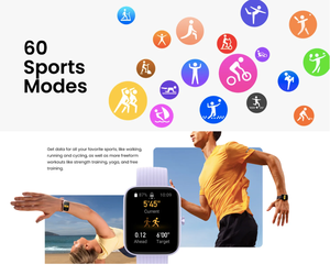 Reloj Inteligente Unisex de 1.69 Pulgadas con Pantalla Cuadrada IPS, Monitor de Actividad Física para iOS, Más de 100 Modos Deportivos, Monitor de Frecuencia Cardíaca/SpO2/Sueño, IP68, Silicona - Product Image 6