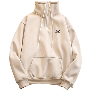 2024 Unisex 100% algodón poliéster alta calidad patrón sólido liso teñido técnica invierno media cremallera Tops con capucha nueva llegada - Product Image 1