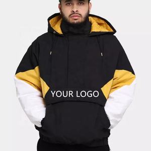 Chaqueta de lluvia con logotipo personalizado para hombre, cortavientos de poliéster tejido de bloque de color, nuevo diseño - Product Image 5