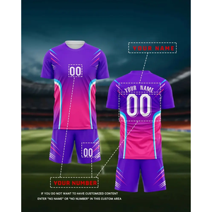 Camiseta Deportiva Personalizada de Fútbol Americano y Fútbol, Color Rosa Morado, Cómoda y Transpirable, con Nombre y Número, Corte Automatizado, Estilo Conjunto - Product Image 3