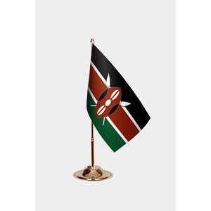 Drapeaux de bureau personnalisés du Kenya imprimés numériquement sur aluminium, polyester ou soie pour l'éducation - Product Image 2