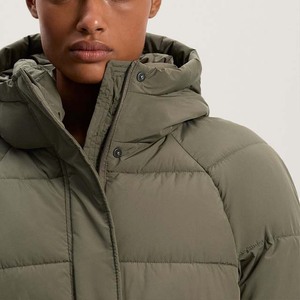 Veste matelassée en tricot pour femme, mi-longue, fermeture éclair, imperméable, capuche, manteau d'hiver - Product Image 5
