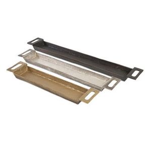 Lot de 2 plateaux rectangulaires en aluminium de qualité supérieure avec un plateau élégant, parfait pour servir des collations et des desserts. - Product Image 6