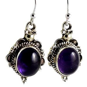 Amethyst 925 Sterling <b>Silver</b> <b>Dangle</b> Drop handmade <b>Earrings</b> - Product Image 1