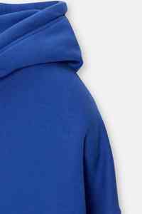Sweat à capuche grande taille bleu égyptien pour hommes Polyester/coton mélangé thermique automne/hiver dentelle à capuche cou poches - Product Image 2