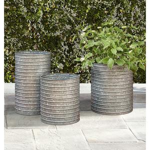 Lot de 3 jardinières de fleurs vintage en fonte galvanisée avec poignées pour décoration de balcon de jardin à la maison - Product Image 5