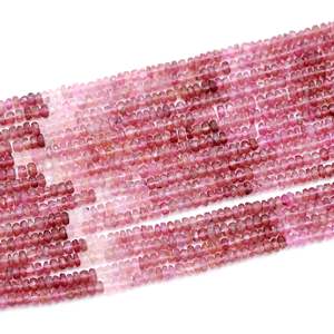 Perles de tourmaline rose naturelle facettées en forme de rondelle, 3,5-4 mm, pour la fabrication de bijoux, pierres précieuses en vrac - Product Image 3