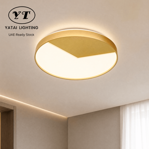 Modern Gold Round <b>Led</b> <b>Ceiling</b> <b>Light</b> With Acrylic Iron Surface Mount Design For Living Room <b>Bedroom</b> Dining Room - Product Image 1