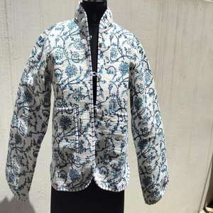 Handmade Quilted 100% Cotton Women's Autumn/<b>Winter</b> Eco-Friendly <b>Thick</b> Regular-Length <b>Coat</b> with Floral Pattern - Product Image 3