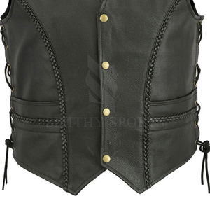 Chaleco de cuero con cuello en V para hombre, estilo de calle, ropa exterior transpirable personalizable de la mejor calidad para el servicio OEM de invierno - Product Image 4