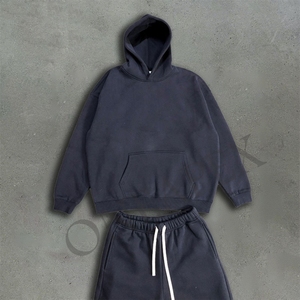 Jersey en blanco Boxy Baggy Sudadera con capucha y pantalones de chándal de gran tamaño Trajes de chándal Hombres Logotipo personalizado Peso pesado 600 GSM 100% Algodón - Product Image 5
