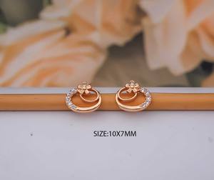 Classic Circle <b>Tops</b> Trendy Elegant Stainless Steel Gold-Plated Zircon Stud <b>Earrings</b> Women's Timeless Fashion Jewelry - Product Image 1