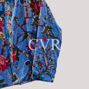 Manteau en velours brodé à la main à motif floral, col mandarin, manches longues, grande taille, vêtements d'extérieur décontractés pour femmes, automne, adulte - Product Image 3