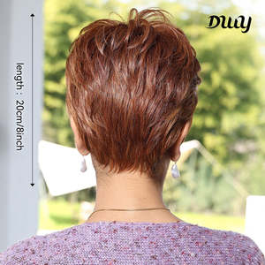 วิกผมสังเคราะห์ทรงพิกซี่สั้นสีน้ำตาลอ่อนแบบลูกไม้ด้านหน้า ยี่ห้อ Bella-DWY รุ่น Free Part Copper พร้อมลอนคลายสำหรับผู้หญิง - Product Image 5