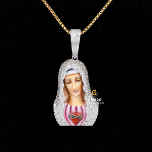 Totalmente tachonado Hip Hop madre casarse cara colgante en redondo brillante corte Moissanite diamantes 925 plata esterlina - Product Image 1