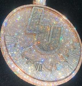 Cadena Cubana de Plata de Ley 925 Personalizable de 2CT, Estilo Hip Hop, con Colgante de Piedra Moissanita Incolora, Diseño Giratorio, Cualquier Letra - Product Image 5