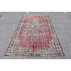 พรมขนาด 5.2x9.3 ฟุต, พรมตุรกีโบราณขนาดใหญ่, พรมขนสัตว์สีแดง - Product Image 1