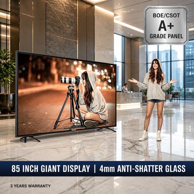 Original BOE/CSOT A+ Panel 85 Inch 4K UHD Commercial Display 24/7 Stable Run Metal Frame Smart TV for Office & B2B Hub