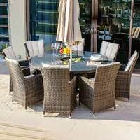 Tables et chaises de salle à manger d'extérieur modernes, rectangulaires, avec plateau en verre, en rotin PE, ensemble de meubles de jardin pour hôtel, maison, bureau