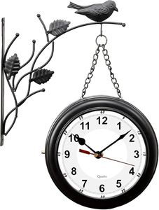 Đồng hồ cổ điển thủ công sắt đôi bên ga đường sắt kim loại cổ màu đen treo đồng hồ. - Product Image 2