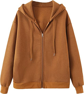 เสื้อมีฮู้ดดีไซน์แฟชั่นสำหรับผู้หญิง, เสื้อแจ็กเก็ตน่ารักสำหรับเด็กผู้หญิงวัยรุ่นใส่ฤดูใบไม้ร่วงเสื้อผ้าลำลองมีเชือกรูดรูดรูดไซส์ใหญ่พิเศษ - Product Image 1