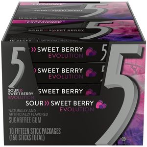 5 GUM Evolution <b>Sour</b> to <b>Sweet</b> Berry Flavor Changing Sugar Free Chewing Gum, 15-Stick Pack, 10 Count - Product Image 5