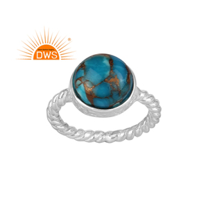 Meilleure vente bague en argent Sterling fin Mojave cuivre Amazonite pierre précieuse bijoux personnalisés pour les femmes cadeau pour elle - Product Image 1