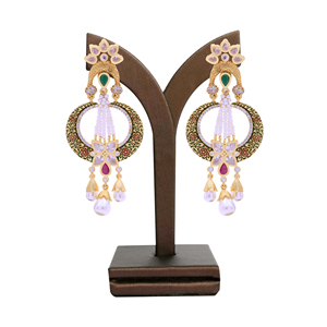 Elegant <b>Antique</b> AD <b>Gold</b> Plated Dangle Earrings Luxury Brass Fashion Jewelry Custom Export for Weddings - Product Image 1