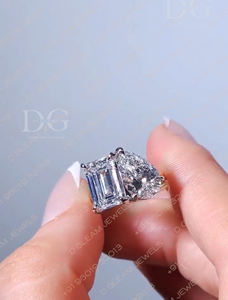 Bague de fiançailles en argent 925 avec diamant moissanite taille poire 2 carats EF VVS serti à griffes, bague fine pour anniversaire de mariage - Product Image 6