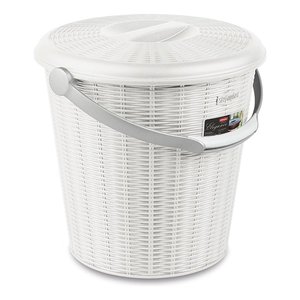 Elegance Pedal <b>Bin</b> 10L White Plastic Waste <b>Bin</b> With <b>Lid</b> And Handle For Kitchen Or Bathroom Use - Product Image 1